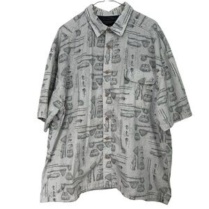 North River Fishing Shirt Fly Fishing Trout Cotton Novelty Print Size XXL
